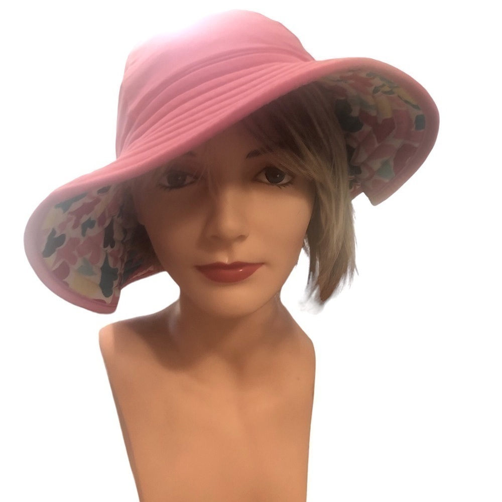 Hanna Andersson Reversible Floppy Sun Hat Pink/Heart Colorful Print Size M